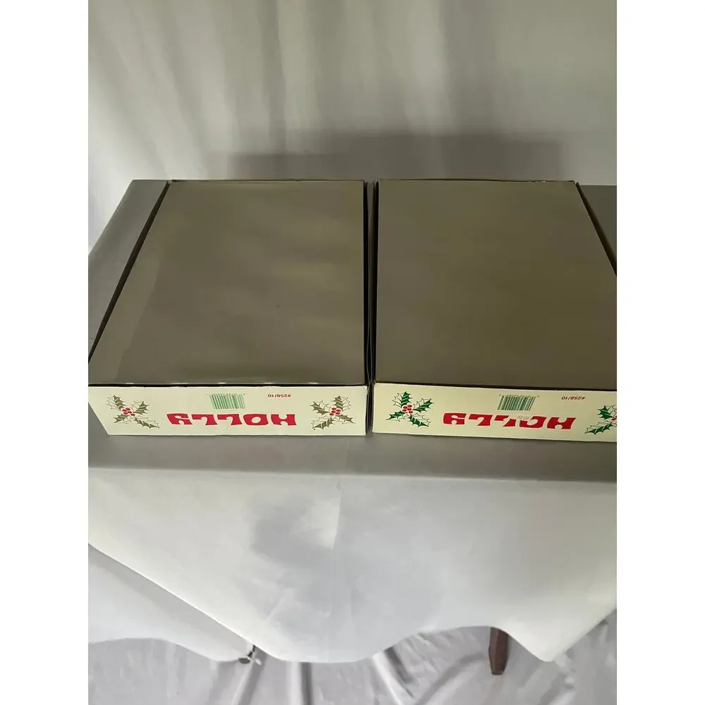 Vintage Holly Glass Christmas Ornaments 2 Boxes of 10 Large 2 5/8 in USA